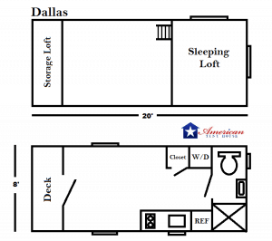 20' American Tiny House Dallas Floor Plan v2