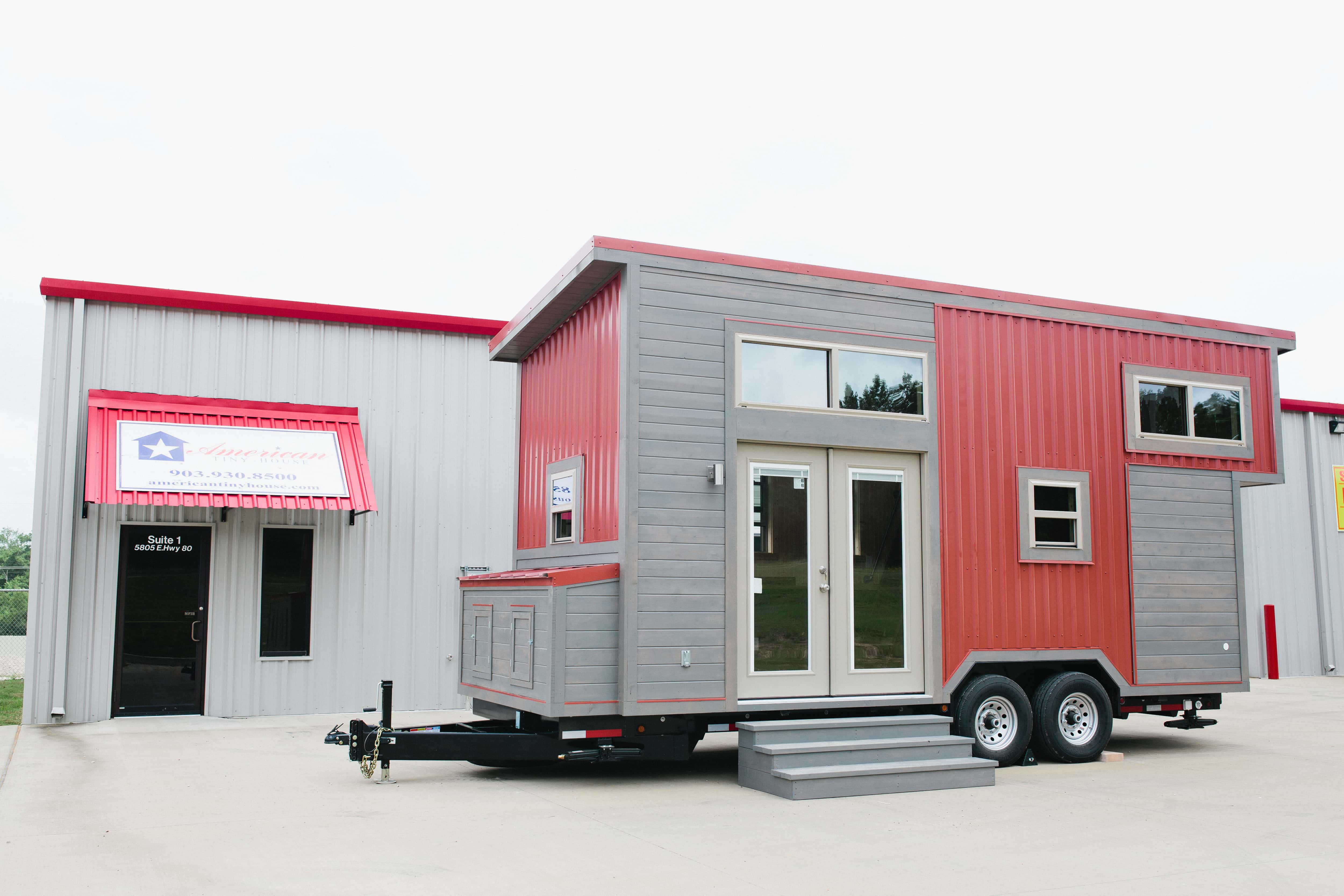 Houston Model External Red Gray American Tiny House American